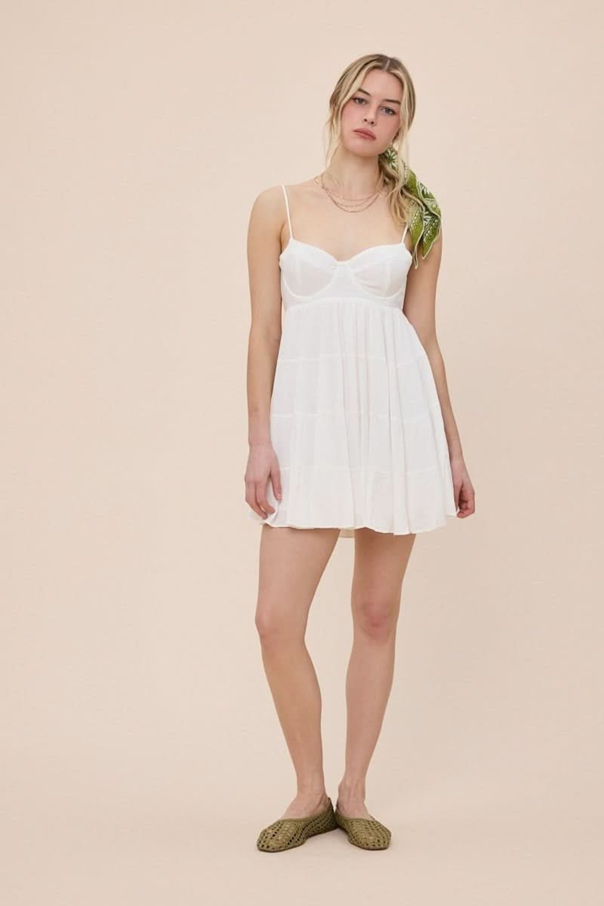Allie White Babydoll Mini Dress