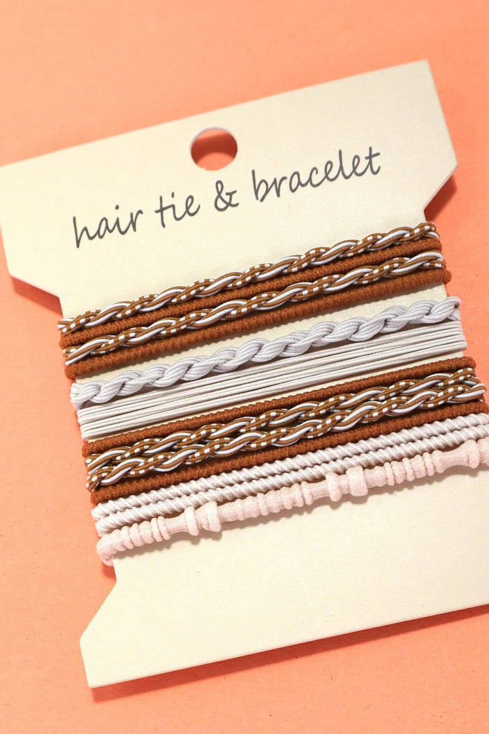 Boho Multi-Style Hair Tie Bracelet Set
