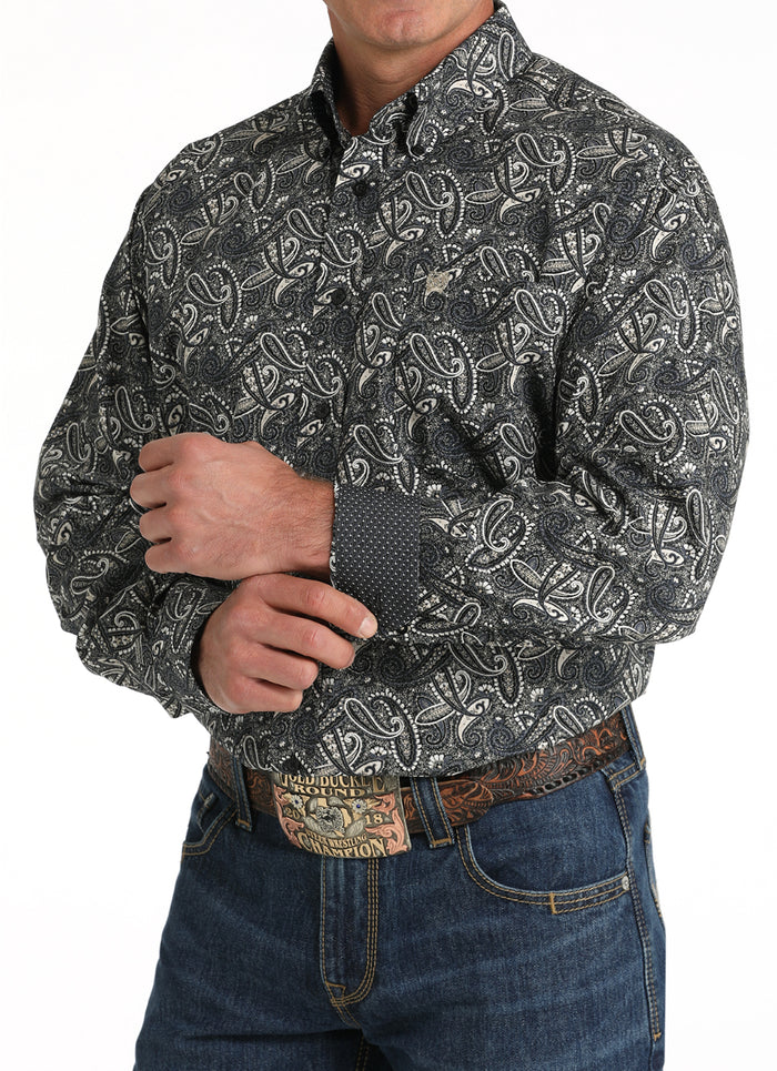 Cinch Men's Black Paisley Button Long Sleeve Western Shirt MTW1105791