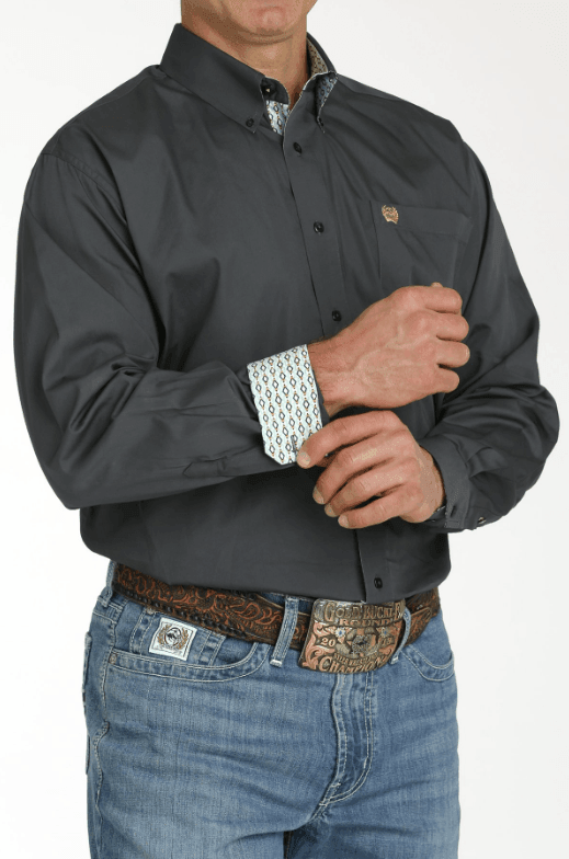 Cinch Men's Charcoal Solid Button Long Sleeve Western Shirt MTW105747 MTW1105747X