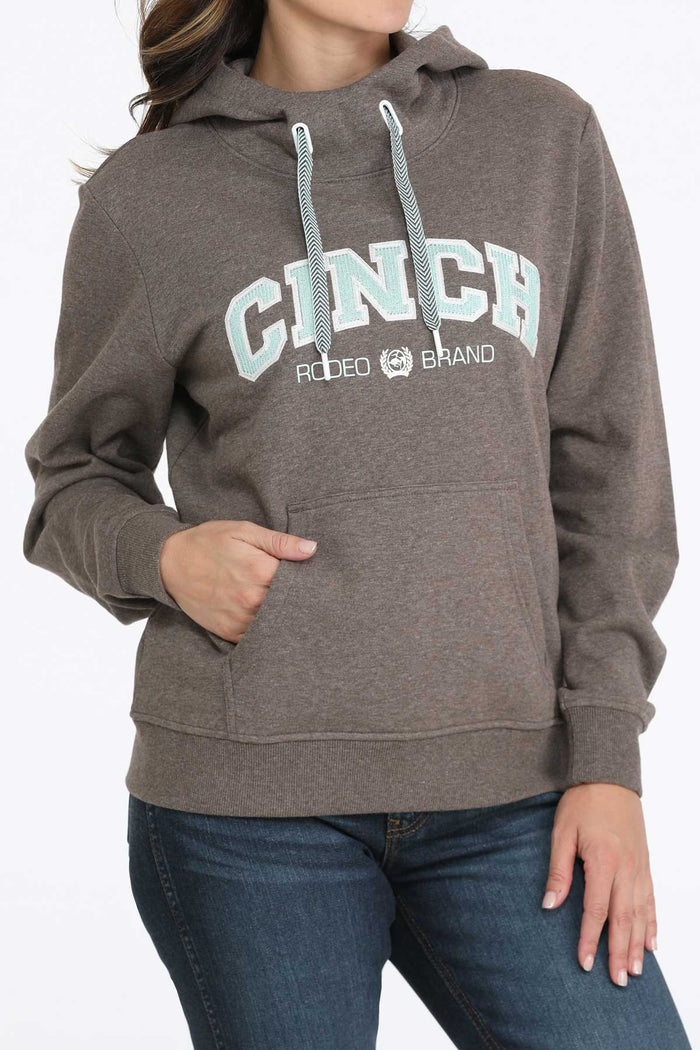 Cinch Women's Heather Brown Embroidered Logo Rodeo Brand Western Hoodie MAK7914002