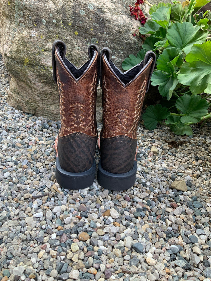 Dan Post Children's and Youth Lil' Dillon Brown Square Toe Boot DPC2945 DPC3945-Painted Cowgirl Western Store