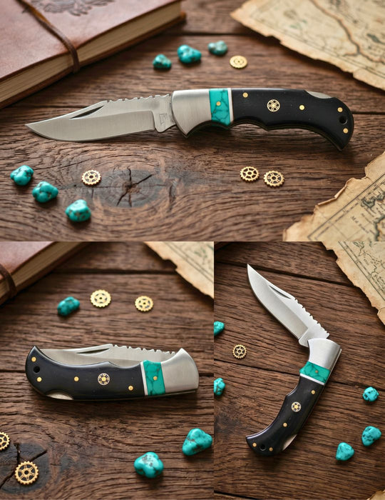 El Paso Turquoise & Horn Folding Knife 203550
