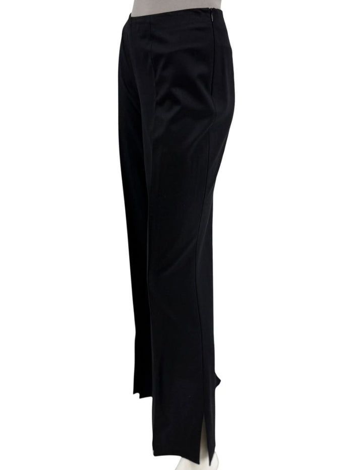 Escada Black Wool Flared Trousers with Split Hem – Size 42