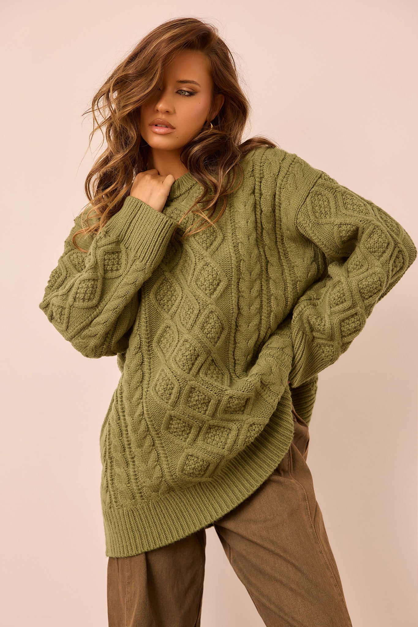 Falling Forward Knit Sweater - Olive