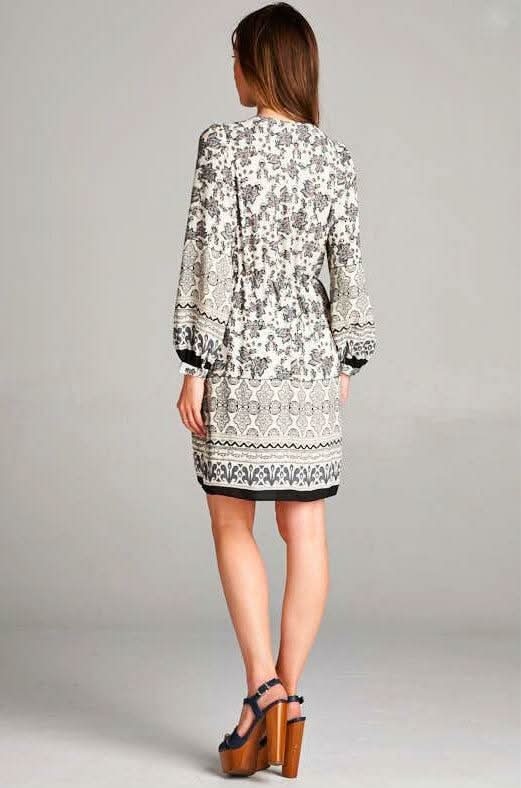 All Out Taupe Floral Wrap Mini Dress