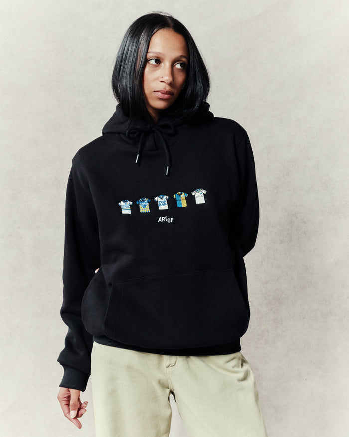 ART OF x Leeds Embroidered Classics Black Hoodie | LUFC Football Sweat