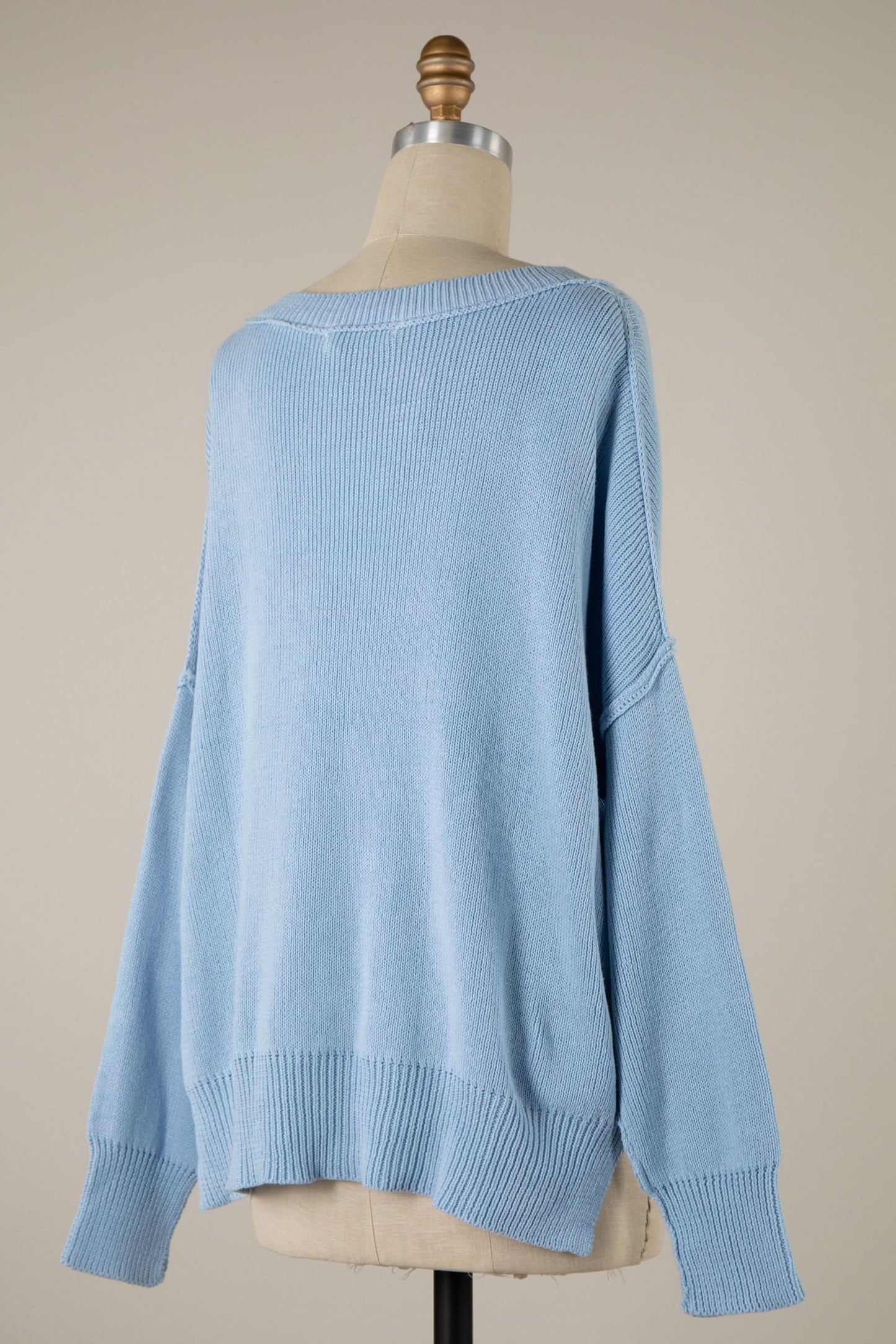 Coffee Date Light Blue Oversized Sweater