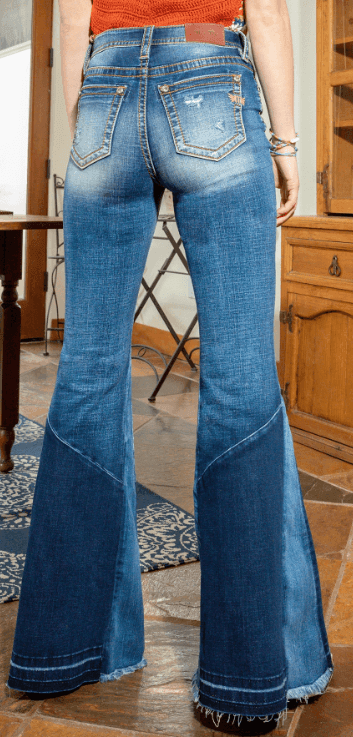 Miss Me Women's Patched Denim High Rise Flare Jeans H3636SF74