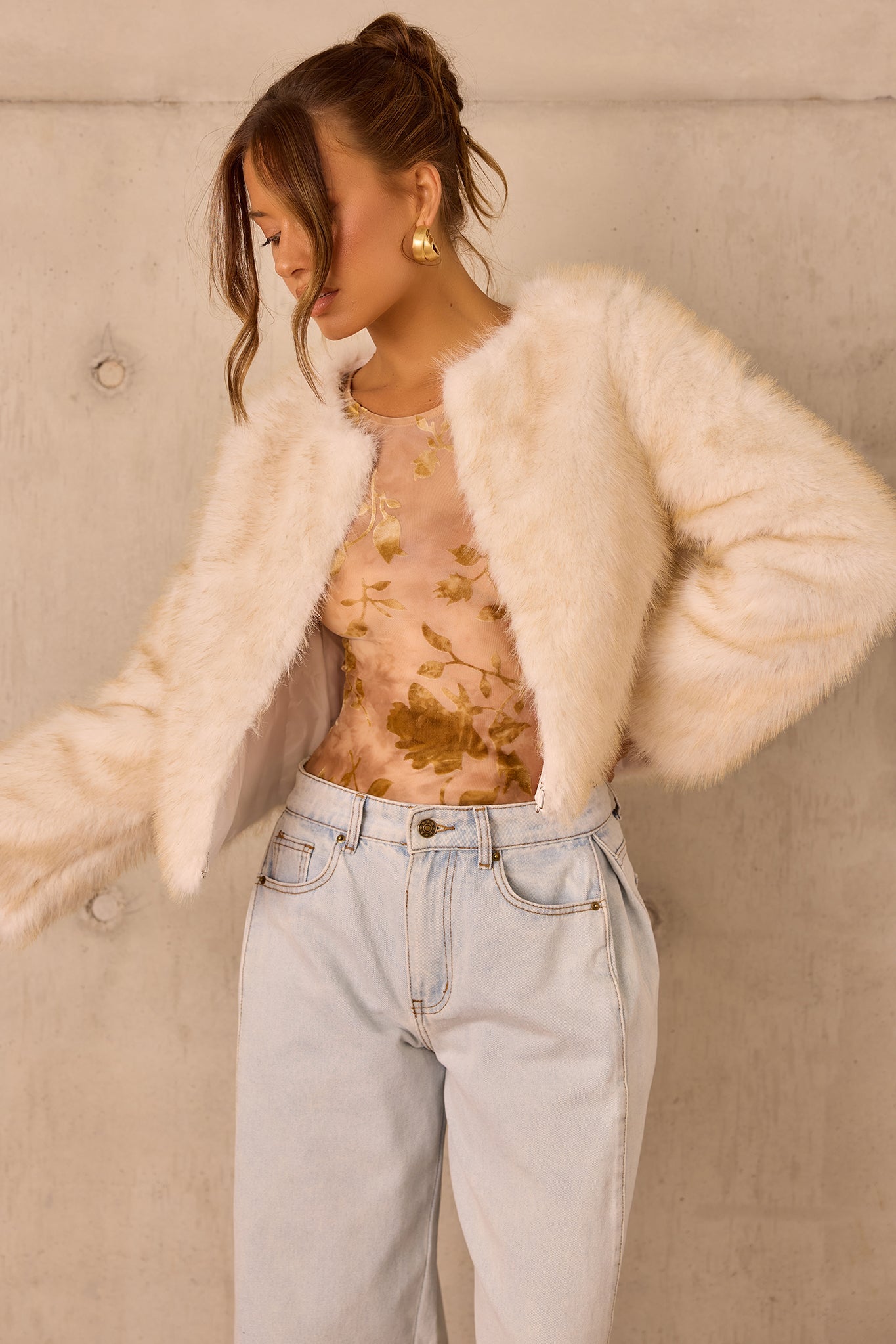 Paris Night Faux Fur Jacket - Ivory