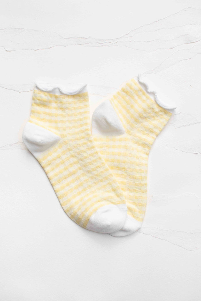 Pastel Gingham Ruffle Ankle Socks