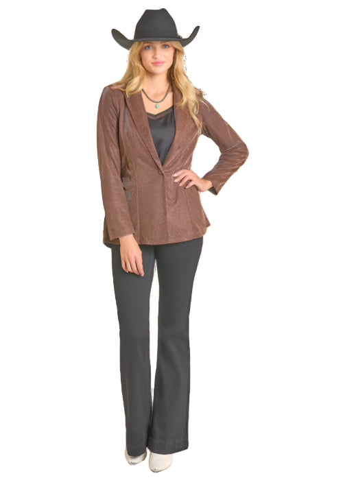 Rock and Roll Cowgirl Women's Brown Iridescent Blazer BW96T06947