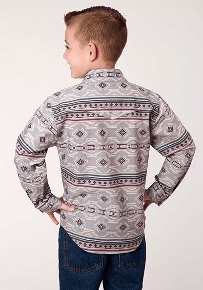 Roper Boy's Long Sleeve Horizontal Blanket Aztec Print Western Shirt 0067-0761