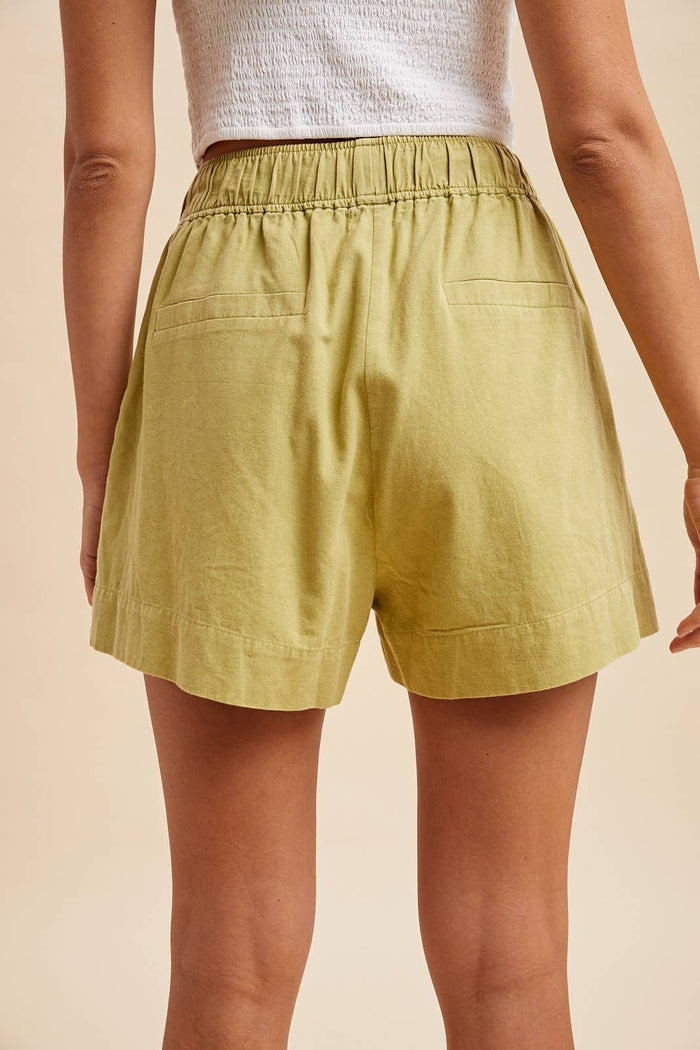 Washed Cotton Button-down Boxer Shorts