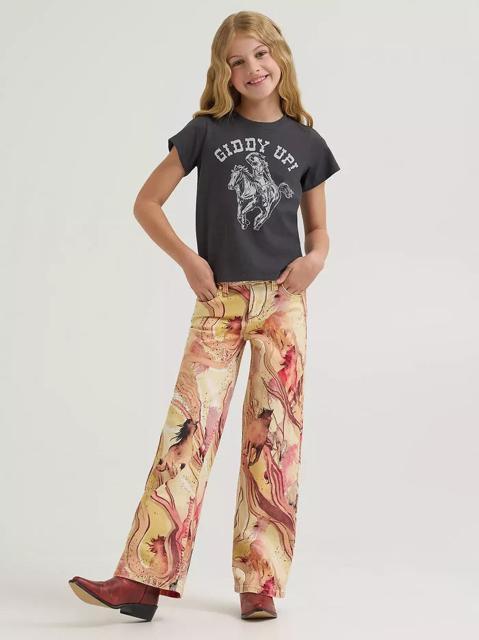 Wrangler X Girl's Lainey Wilson Black 'Giddy Up' Short Sleeve Tee 112382883