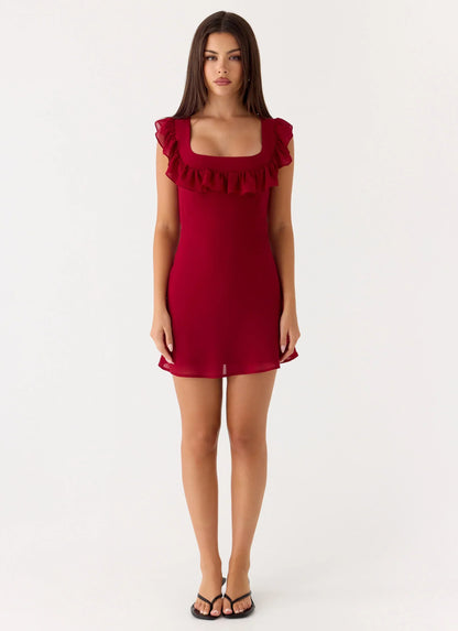 Malina Mini Dress - Deep Red