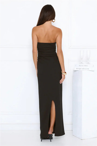 Glow Getter Mode Strapless Maxi Dress Black