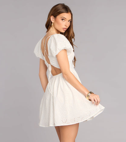 Charmed Life Eyelet Skater Mini Dress