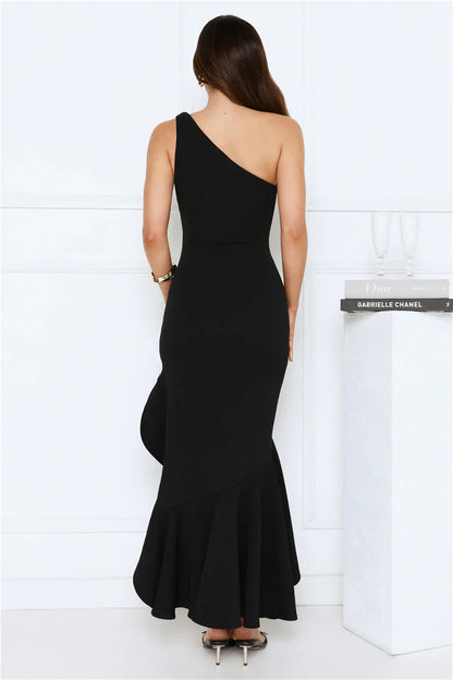 Go To Girl One Shoulder Maxi Dress Black