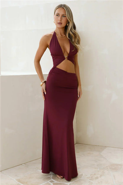 Lumia Halter Maxi Dress Plum
