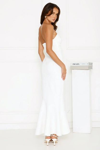 Luxe Reverie Strapless Maxi Dress White