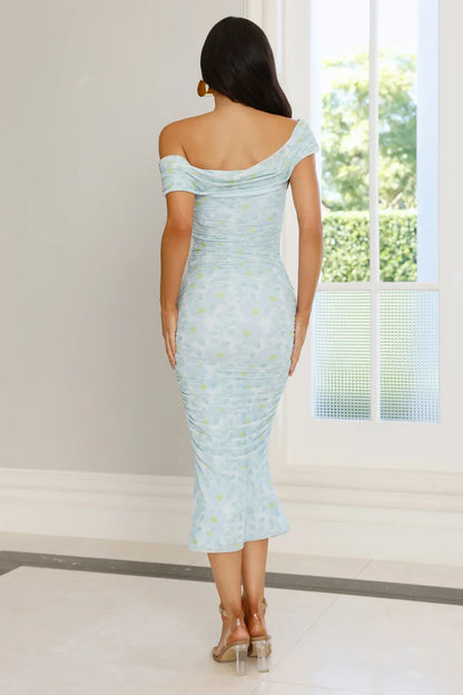 Love Lullabies Mesh Midi Dress Blue