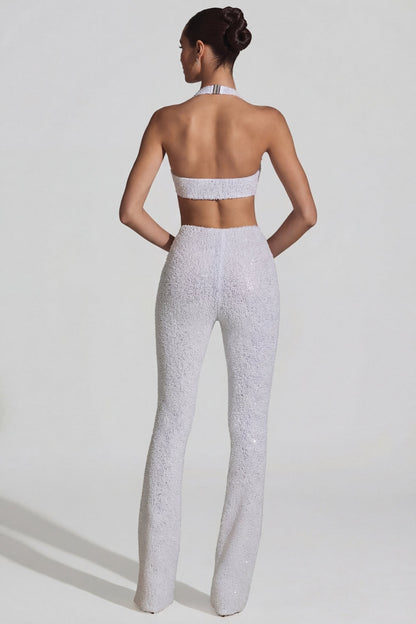 Embellished Cut-Out Jumpsuit in White