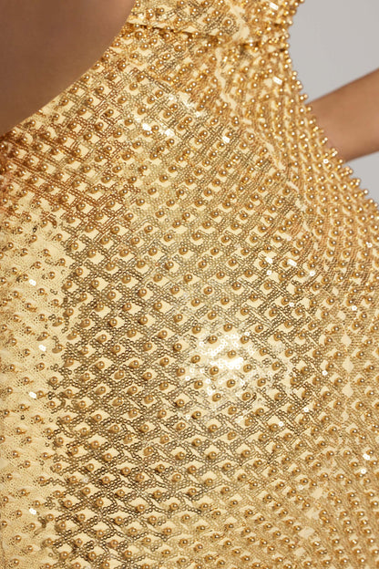 Embellished Mini Dress in Gold