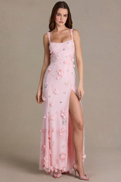 Embellished Corset Gown in Baby Pink