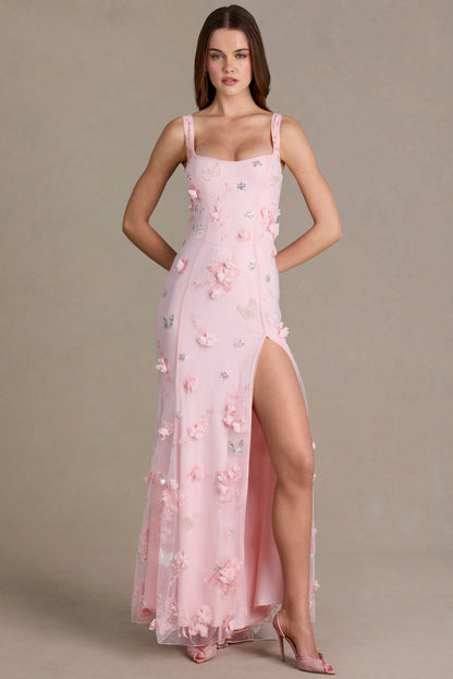 Embellished Corset Gown in Baby Pink