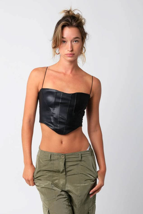Hot Girl Black Vegan Corset Crop