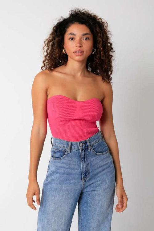 Leah Pink Ribbed Tube Top