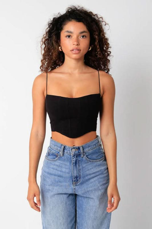 Hot Girl Black Corset Crop