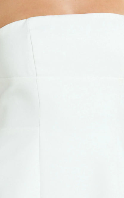 Catharine Mini Dress - Strapless A Line Dress In White