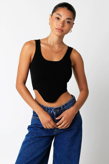 Lauren Black Ribbed Tank Top