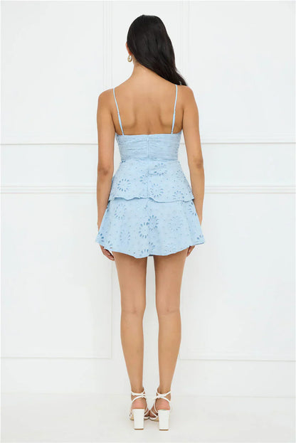 Morningside Embroidered Mini Dress Blue