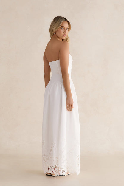 Delicate Dreams Strapless Maxi Dress White