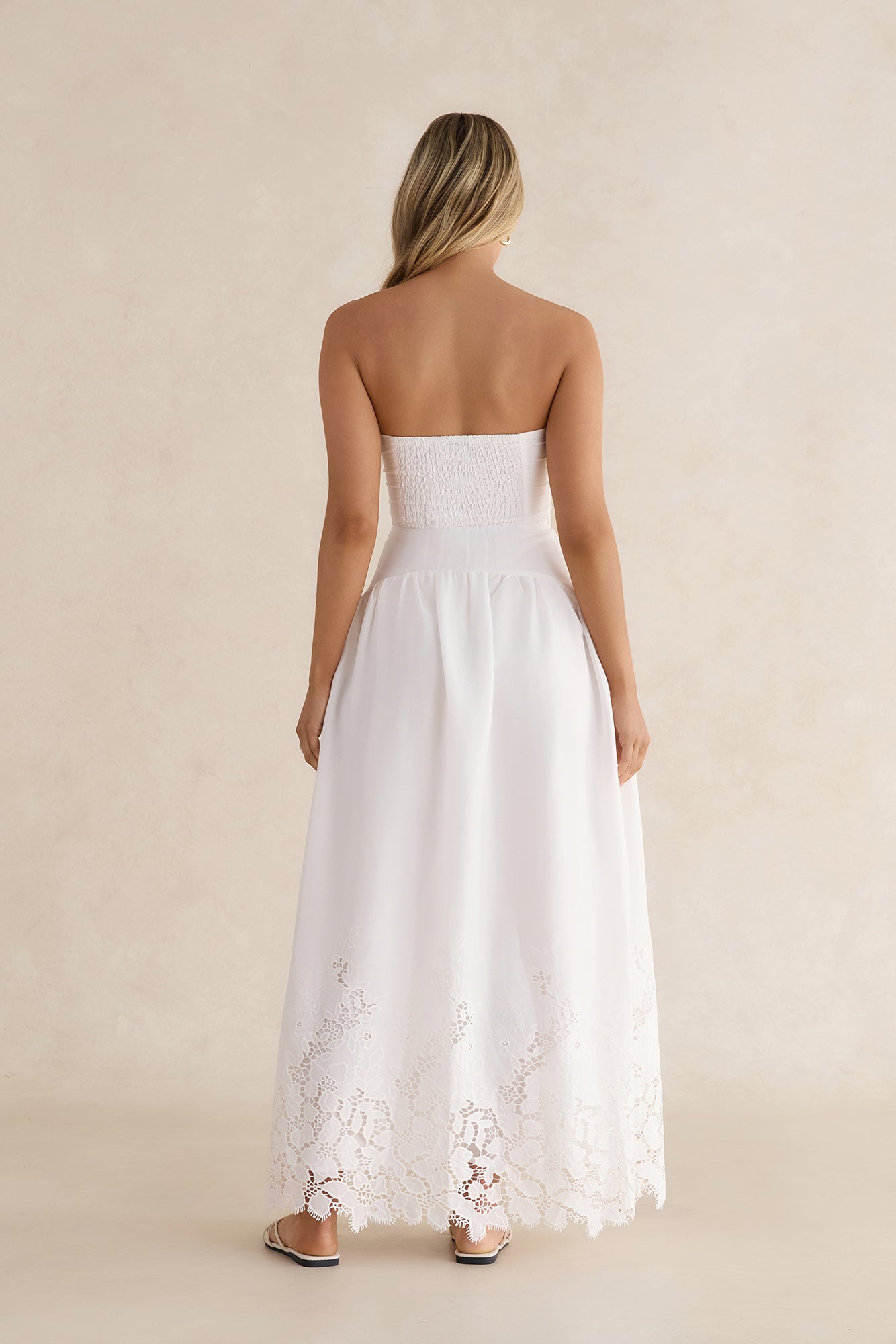 Delicate Dreams Strapless Maxi Dress White
