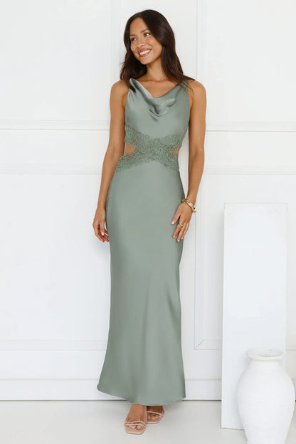 Satin Embrace Maxi Dress Sage