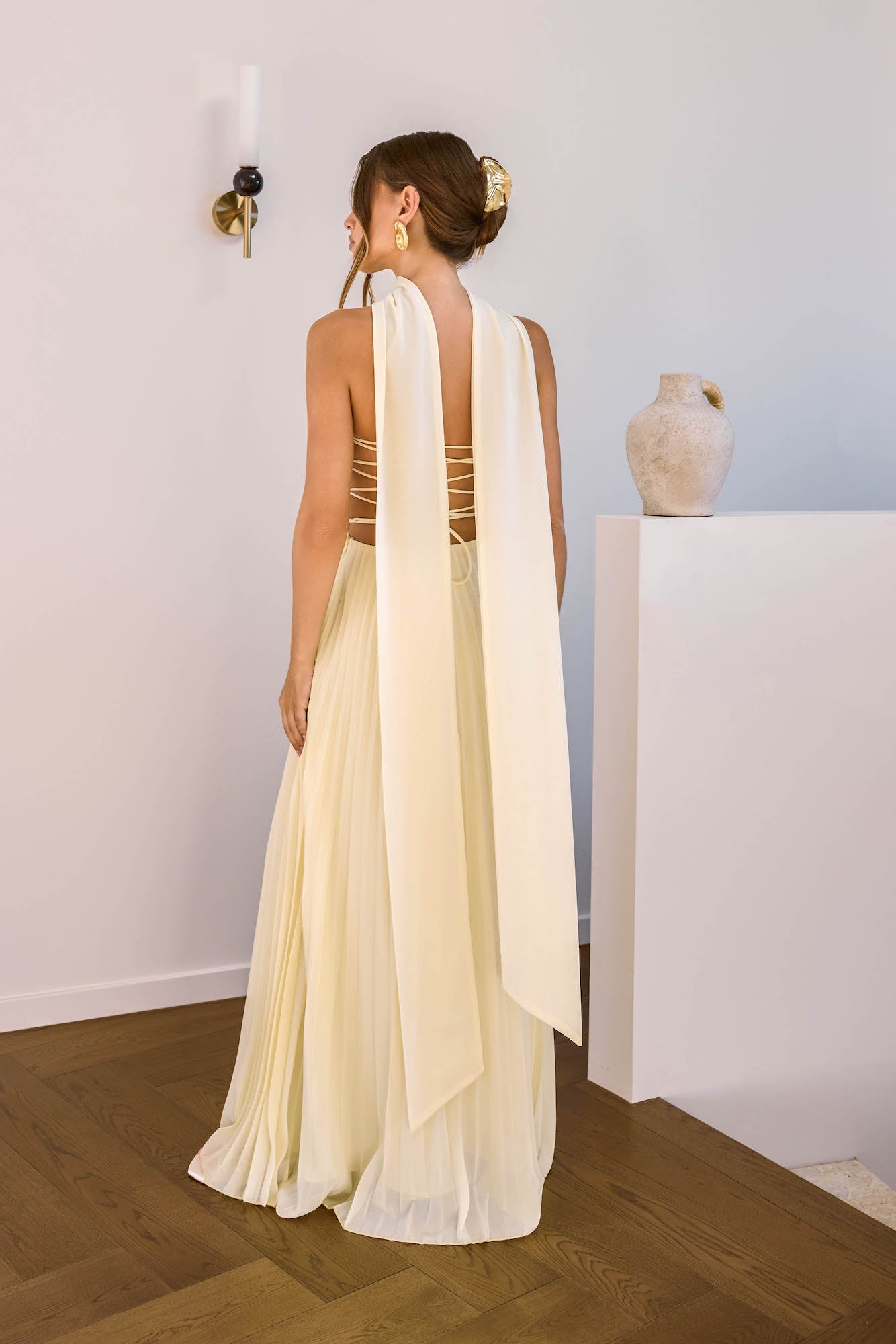 Rosewater Roads Strapless Maxi Dress Yellow