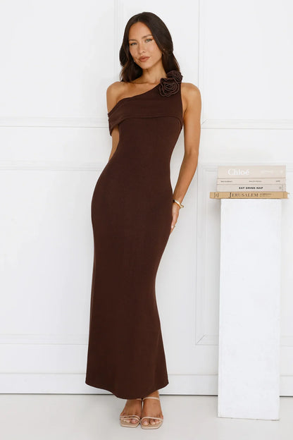Softest Hour Off Shoulder Maxi Dress Brown
