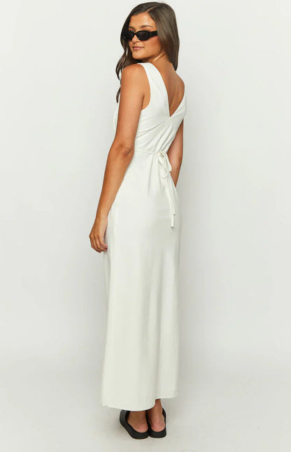 Verlaine White Linen Blend Maxi Dress