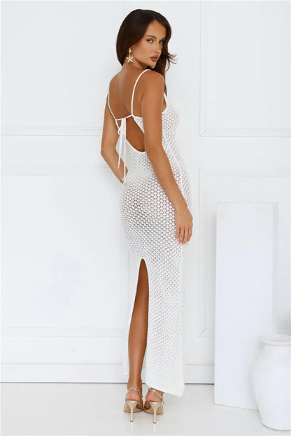 Ocean Breeze Knit Maxi Dress White