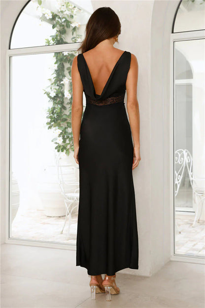 Love on Read Satin Maxi Dress Black