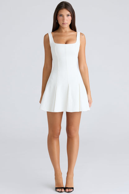 vintage ivory stretch crepe mini dress