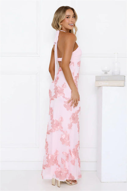 Love Muse Halter Maxi Dress Pink
