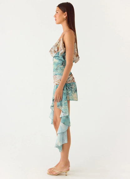 Meylissa Hanky Mini Dress - Aqua Blur