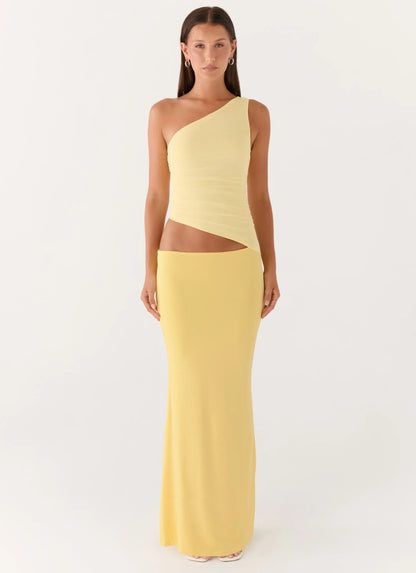 Seranella One Shoulder Maxi Dress - Lemon