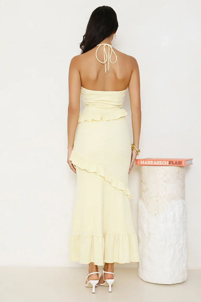 Mango Mojito Halter Maxi Dress Yellow