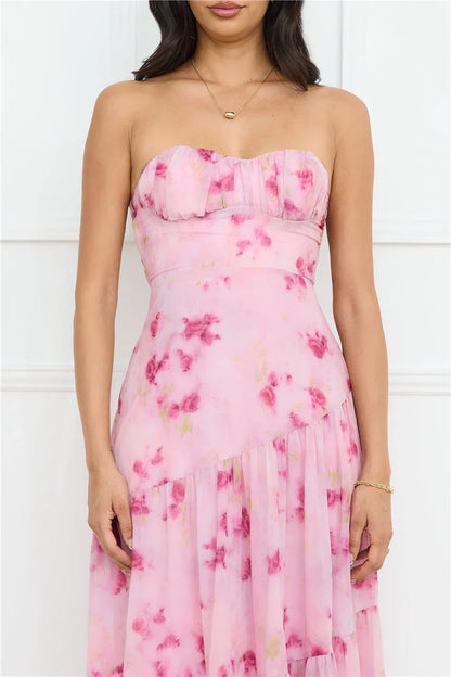 Lavender Mist Strapless Maxi Dress Pink